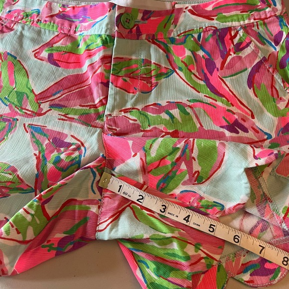 Lilly Pulitzer In The Vias Buttercup Tropical Bright Palm Shorts Womens 4 - Picture 8 of 8